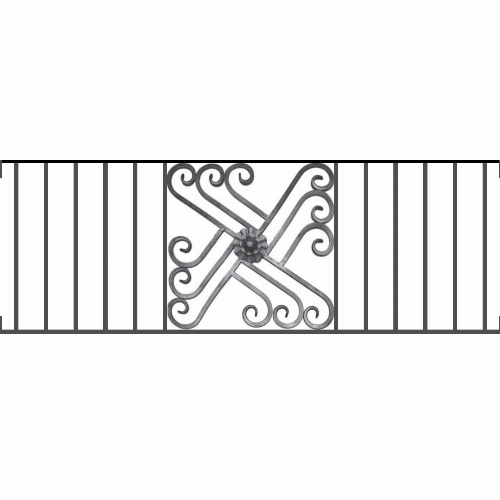 Appui de fenêtre type AFEF22 à visser dans votre tableau de fenêtre. Longueur finie de 1380mm et Hauteur finie de 480mm. Convient pour les tableaux de fenêtre de 1380mm. Main courante laminée de 1380mm de long en fer forgé sur le dessus. Motif au centre de 460mm de long par 460mm de haut. Le reste de la structure est en acier carré plein de 12mm de section.