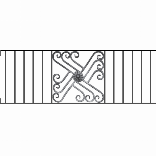 Appui de fenêtre type AFEF22 à visser dans votre tableau de fenêtre. Longueur finie de 1390mm et Hauteur finie de 480mm. Convient pour les tableaux de fenêtre de 1390mm. Main courante laminée de 1390mm de long en fer forgé sur le dessus. Motif au centre de 460mm de long par 460mm de haut. Le reste de la structure est en acier carré plein de 12mm de section.