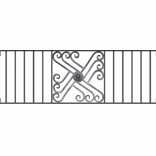 Appui de fenêtre type AFEF22 à visser dans votre tableau de fenêtre. Longueur finie de 1400mm et Hauteur finie de 480mm. Convient pour les tableaux de fenêtre de 1400mm. Main courante laminée de 1400mm de long en fer forgé sur le dessus. Motif au centre de 460mm de long par 460mm de haut. Le reste de la structure est en acier carré plein de 12mm de section.