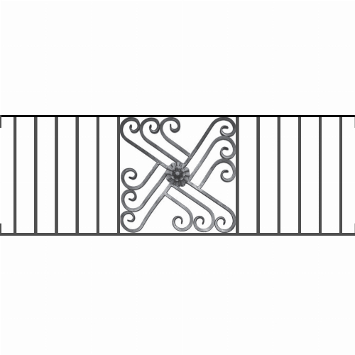 Appui de fenêtre type AFEF22 à visser dans votre tableau de fenêtre. Longueur finie de 1410mm et Hauteur finie de 480mm. Convient pour les tableaux de fenêtre de 1410mm. Main courante laminée de 1410mm de long en fer forgé sur le dessus. Motif au centre de 460mm de long par 460mm de haut. Le reste de la structure est en acier carré plein de 12mm de section.