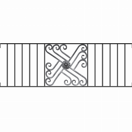 Appui de fenêtre type AFEF22 à visser dans votre tableau de fenêtre. Longueur finie de 1450mm et Hauteur finie de 480mm. Convient pour les tableaux de fenêtre de 1450mm. Main courante laminée de 1450mm de long en fer forgé sur le dessus. Motif au centre de 460mm de long par 460mm de haut. Le reste de la structure est en acier carré plein de 12mm de section.