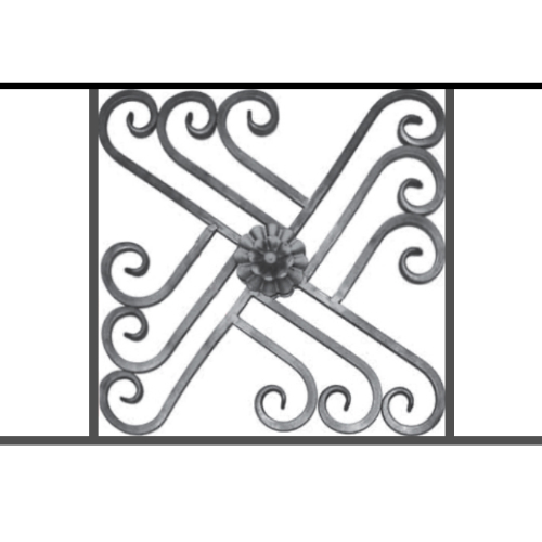 Appui de fenêtre type AFEF22 à sceller dans votre tableau de fenêtre. Longueur finie de 720mm et Hauteur finie de 480mm. Convient pour les tableaux de fenêtre de 620mm. 50mm de scellement sont prévue de chaque côté. Main courante laminée de 620mm de long en fer forgé sur le dessus. Motif au centre de 460mm de long par 460mm de haut. Le reste de la structure est en acier carré plein de 12mm de section.