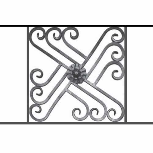 Appui de fenêtre type AFEF22 à sceller dans votre tableau de fenêtre. Longueur finie de 740mm et Hauteur finie de 480mm. Convient pour les tableaux de fenêtre de 640mm. 50mm de scellement sont prévue de chaque côté. Main courante laminée de 640mm de long en fer forgé sur le dessus. Motif au centre de 460mm de long par 460mm de haut. Le reste de la structure est en acier carré plein de 12mm de section.