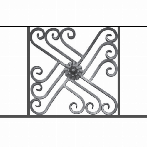 Appui de fenêtre type AFEF22 à sceller dans votre tableau de fenêtre. Longueur finie de 770mm et Hauteur finie de 480mm. Convient pour les tableaux de fenêtre de 670mm. 50mm de scellement sont prévue de chaque côté. Main courante laminée de 670mm de long en fer forgé sur le dessus. Motif au centre de 460mm de long par 460mm de haut. Le reste de la structure est en acier carré plein de 12mm de section.