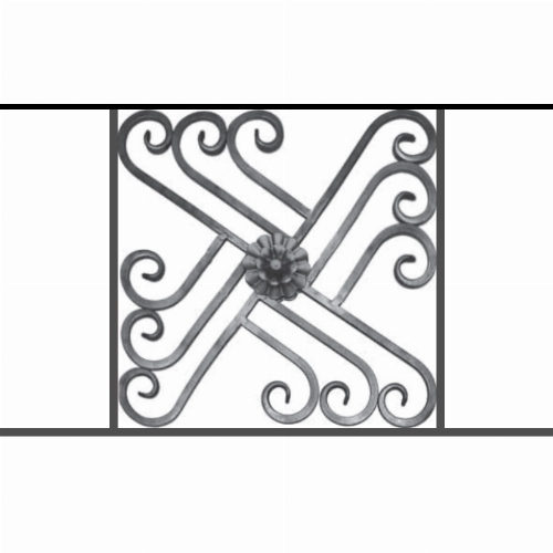 Appui de fenêtre type AFEF22 à sceller dans votre tableau de fenêtre. Longueur finie de 800mm et Hauteur finie de 480mm. Convient pour les tableaux de fenêtre de 700mm. 50mm de scellement sont prévue de chaque côté. Main courante laminée de 700mm de long en fer forgé sur le dessus. Motif au centre de 460mm de long par 460mm de haut. Le reste de la structure est en acier carré plein de 12mm de section.