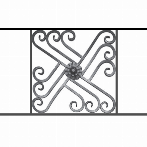 Appui de fenêtre type AFEF22 à sceller dans votre tableau de fenêtre. Longueur finie de 810mm et Hauteur finie de 480mm. Convient pour les tableaux de fenêtre de 710mm. 50mm de scellement sont prévue de chaque côté. Main courante laminée de 710mm de long en fer forgé sur le dessus. Motif au centre de 460mm de long par 460mm de haut. Le reste de la structure est en acier carré plein de 12mm de section.