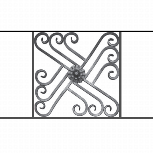 Appui de fenêtre type AFEF22 à sceller dans votre tableau de fenêtre. Longueur finie de 830mm et Hauteur finie de 480mm. Convient pour les tableaux de fenêtre de 730mm. 50mm de scellement sont prévue de chaque côté. Main courante laminée de 730mm de long en fer forgé sur le dessus. Motif au centre de 460mm de long par 460mm de haut. Le reste de la structure est en acier carré plein de 12mm de section.