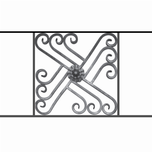 Appui de fenêtre type AFEF22 à sceller dans votre tableau de fenêtre. Longueur finie de 850mm et Hauteur finie de 480mm. Convient pour les tableaux de fenêtre de 750mm. 50mm de scellement sont prévue de chaque côté. Main courante laminée de 750mm de long en fer forgé sur le dessus. Motif au centre de 460mm de long par 460mm de haut. Le reste de la structure est en acier carré plein de 12mm de section.