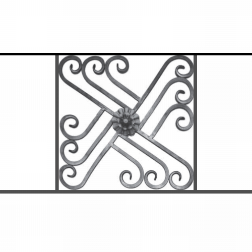 Appui de fenêtre type AFEF22 à sceller dans votre tableau de fenêtre. Longueur finie de 860mm et Hauteur finie de 480mm. Convient pour les tableaux de fenêtre de 760mm. 50mm de scellement sont prévue de chaque côté. Main courante laminée de 760mm de long en fer forgé sur le dessus. Motif au centre de 460mm de long par 460mm de haut. Le reste de la structure est en acier carré plein de 12mm de section.