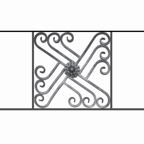 Appui de fenêtre type AFEF22 à sceller dans votre tableau de fenêtre. Longueur finie de 870mm et Hauteur finie de 480mm. Convient pour les tableaux de fenêtre de 770mm. 50mm de scellement sont prévue de chaque côté. Main courante laminée de 770mm de long en fer forgé sur le dessus. Motif au centre de 460mm de long par 460mm de haut. Le reste de la structure est en acier carré plein de 12mm de section.