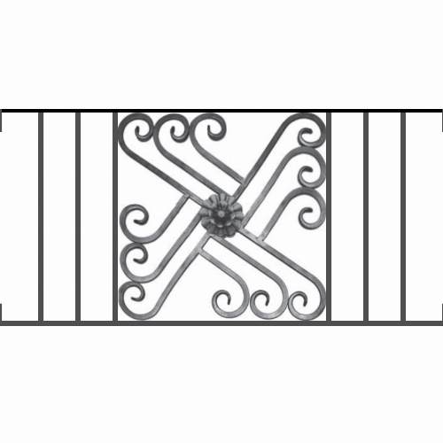 Appui de fenêtre type AFEF22 à visser dans votre tableau de fenêtre. Longueur finie de 980mm et Hauteur finie de 480mm. Convient pour les tableaux de fenêtre de 980mm. Main courante laminée de 980mm de long en fer forgé sur le dessus. Motif au centre de 460mm de long par 460mm de haut. Le reste de la structure est en acier carré plein de 12mm de section.
