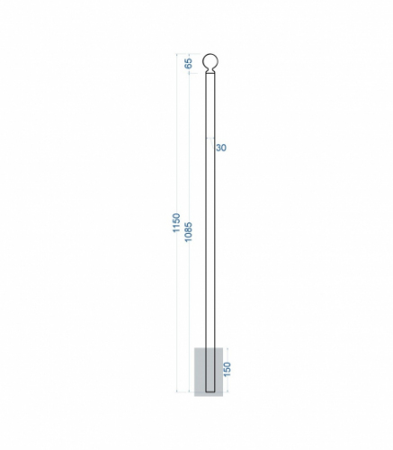 Ce poteau galvanisé est prévu pour recevoir tous les modèles de grilles d'une hauteur de 930 mm, sauf Firenze et Pisa. Caractéristiques :  - Poteau en tube 30x30x2.5 mm en acier galvanisé  - Dimension Hauteur 1150 mm  - Finition boule  - A sceller au sol ou sur un muret  . Accessoires en option : KIT-VITI 