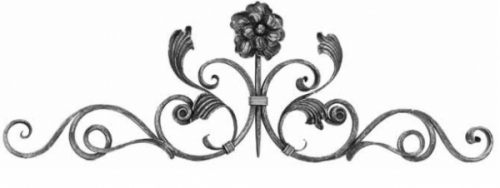 Dessus de Grilles et Portails 280x920 mm . Motif fleurs et volutes .Plat 16x8 mm 