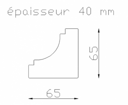 Equerre moulurée d'angle en fer forgé. Hauteur 65mm Largeur 65mm épaisseur 40mm, compatible avec des tubes carré ou rectangle de largeur 40mm. Permet de renforcer les angles de structures métalliques comme un portail en fer forgé, ou une grille en fer forgé ou peut être installé simplement pour décorer, cela donne du charme à votre fabrication. Fourni brut, à peindre ou à vernir pour protéger contre la corrosion. Produit galvanisable.