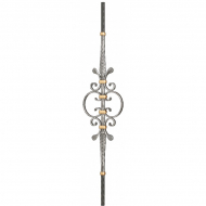 Barreau collection Prestige. Hauteur 1150 mm. Carré 14 mm. Décor 700 mm. Nous vous proposons 5 finitions dans la gamme Prestige à préciser au moment de la commande soit. Ivoire Doré. Bronze antique. Fer naturel. Or. Vieux Bronze. Les extrémitées seront à peindre dans une peinture assortie à la patine. Ces produits sont conçus exclusivement pour l'intérieur