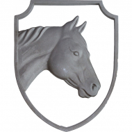 Décor Cadre tête de cheval. Dimensions Hauteur 215 x largeur 165 mm - cadre plat 14x6 mm. Décor en Fer double face