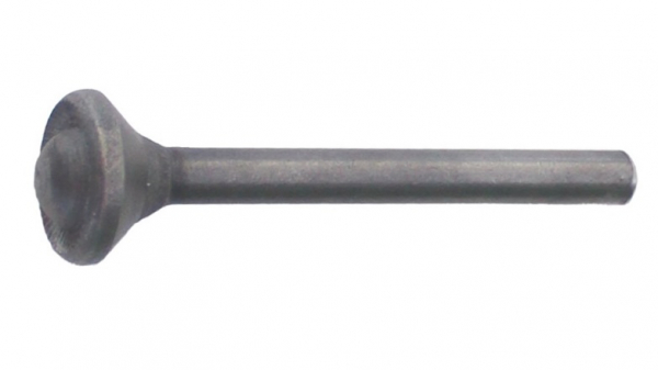 Rivet travaillé, avec sa tête décorée, fleur, en fer forgé. Longueur 50mm diamètre de la tige ø6mm diamètre de la tête ø16mm. Fourni brut et à l'unité.