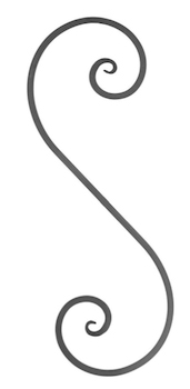 Grande Volute décorative hauteur 920 x largeur 310 mm carré 16x16 mm 