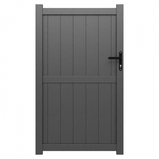 Le portillon aluminium Nice présente un remplissage plein composé de lames verticales. Il crée un passage piéton assorti au portail Nice tout en préservant l’intimité. Sa structure en aluminium offre une solution durable et adaptée à un usage extérieur. La finition thermolaquée gris RAL 7016 souligne son style contemporain. Sa serrure à canon européen avec poignée noire est fournie. Les gonds, la butée de réception et l’embout de montant sont également fournis.