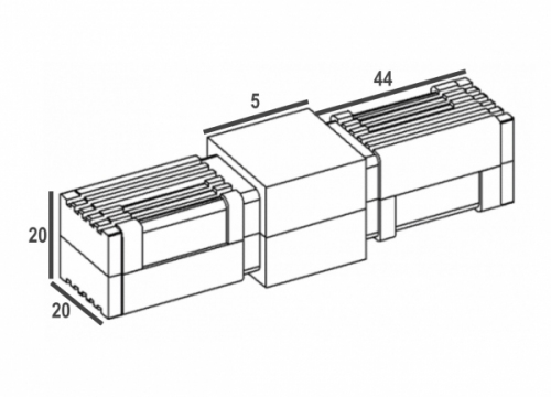 Raccord à 180° pour tube carré de section 20x20x2mm, en Nylon de couleur noir (PA 6 polyamide). Hauteur 20mm Longueur totale 93mm Longueur visible 5mm. Ce raccord permet l'assemblage définitif facile, sans soudure, de 2 tubes aciers. Il sera inséré à l'aide d'un maillet, après avoir au besoin ébavuré les bords du tube. C'est l'élément indispensable pour fabriquer soit même facilement divers réalisation (rambarde, étagère, meuble style indus ...). Le plastique Nylon® s'utilise aussi bien en intérieur qu'en extérieur, il est de couleur noir mat. Fabrication française.
