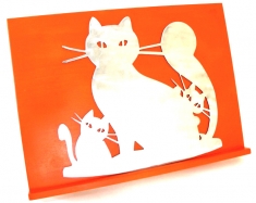 Décor Chats avec chaton - en acier ép 3 mm. état brut prèt à peindre ou à vernir 