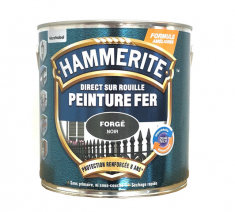 Peinture Hammerite Noir Forgé 2,5 Litre -peinture de finition dont la formule unique a été spécialement conçue pour la protection et la décoration du métal.Elle s'utilise sur tous les métaux ferreux et non ferreux extérieurs, et est idéale pour les grilles, mobiliers de jardin et autres surfaces métalliques.L'application est facile car elle se fait directement sur la rouille, sans sous-couche, et garantit une protection du métal jusqu'à 8 ans.