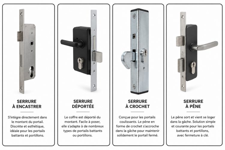 Différents type de serrure de portillon
